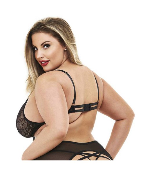 Lace & Mesh strappy bustier set