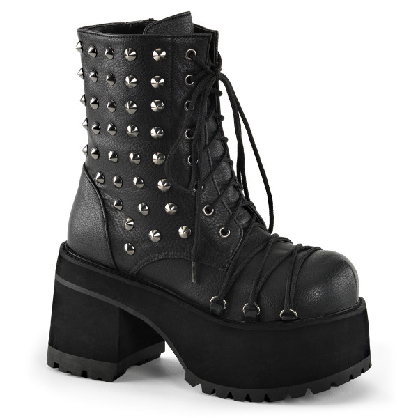 4 inches Heel, 2 1/2 inches PF Ankle Boot w/Criss-Cross Lace & Spikes