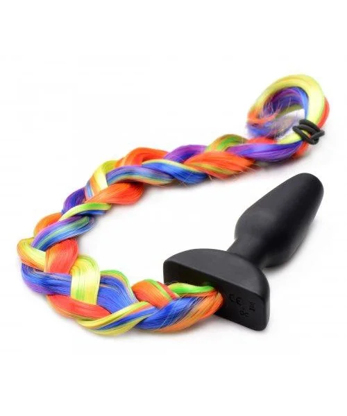 Rainbow Vibrating Pony Tail Anal Plug — image 7 of 8