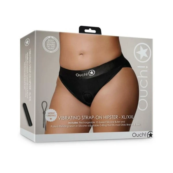 Strap-on Dildos & Harnesses: Shots Ouch! Vibrating Strap-on Hipster Black Xl/2xl