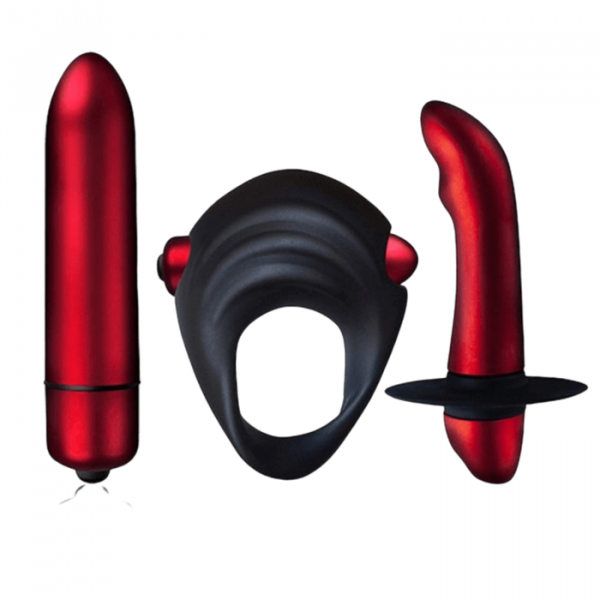 Truly Yours Red Temptations Silicone Cock Ring and Bullet Kit For Couples