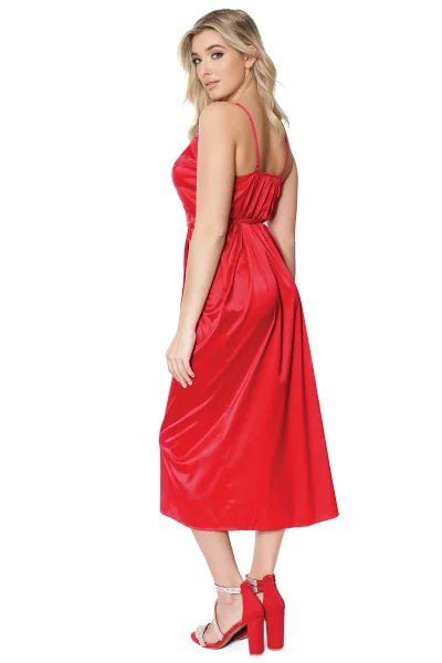 Red Satin Front-Tie Wrap Dress — image 4 of 10
