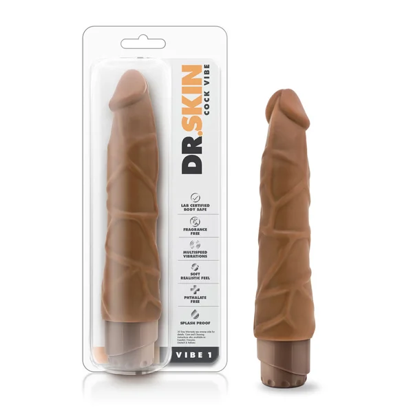 Dr. Skin - Cock Vibe 1 - 9 Inch Vibrating Cock -  Mocha — image 6 of 7