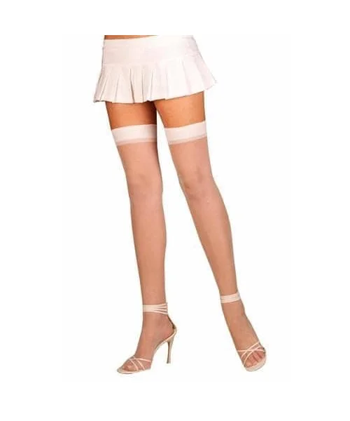 Sheer Thigh High - Queen Size - White