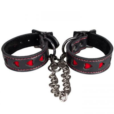 Bondara Faux Leather Heart Wrist Cuffs