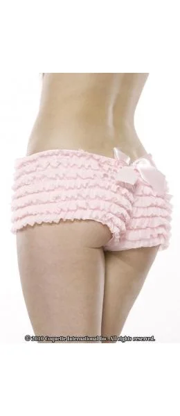 Ruffle Shorts Back Bow Detail Pink O/S