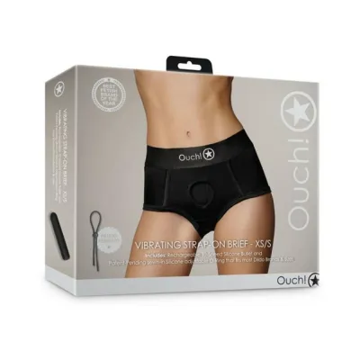 Strap on Dildos Harnesses Shots Ouch Vibrating Strap on Brief Black Xs s