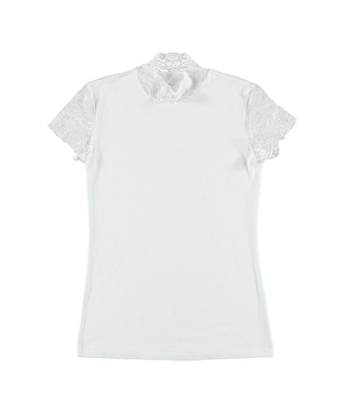 Shirt With Lace Sleeves - White - Small