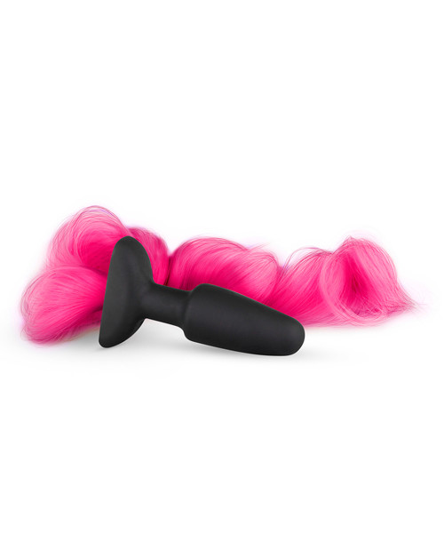 Silicone Butt Plug With Tail Pink