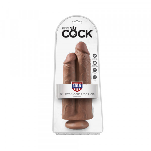 King Cock 9in Two Cocks One Hole