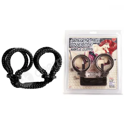 Japanese Silk Love Rope Black Ankle Cuffs