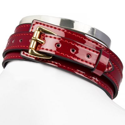 Bondara Patent Red Faux Leather Collar and Leash