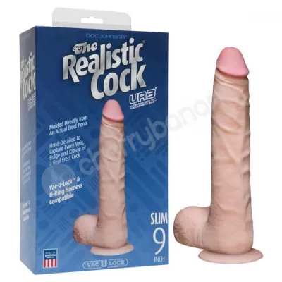 The Realistic Cock Slim Flesh 9 Dildo With Balls