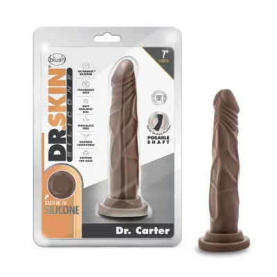 Dr Skin Silicone Dr Carter 7 Inch Dong With Suction Cup Chocolate