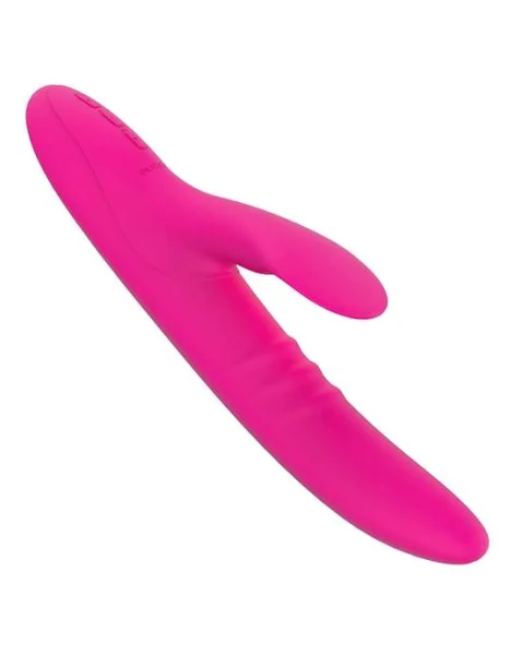 Peri Swirl Tongue Heating Rabbit Vibrator - Rose - 9 Inch