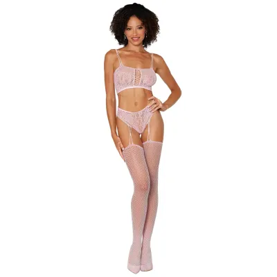 Dreamgirl Knit Fishnet Lace Bodystocking Set
