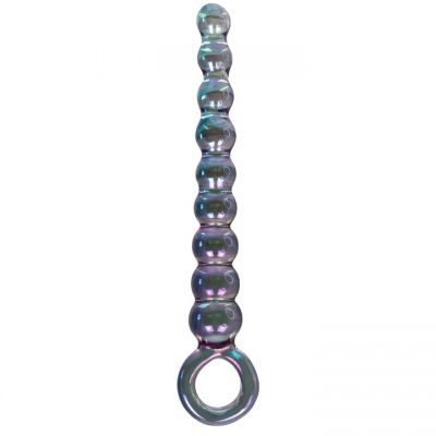 Glacier Glass Aura Anal Beads 10 Inch