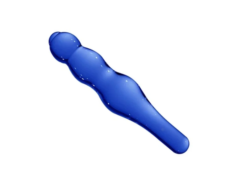 Lollypop Double-Ended Blue Glass Dildo by Chrystalino