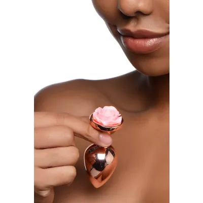 Booty Sparks Rose Gold Butt Plug with Pink Flower