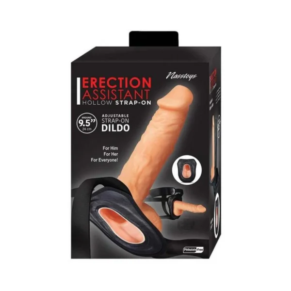 Erection Assistant Hollow Strap-on 9.5 In. White