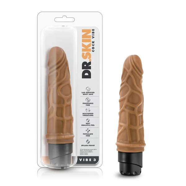 Dr. Skin - Cock Vibe 3 - 7.25 Inch Vibrating Cock - Mocha — image 6 of 7