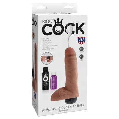 King Cock 8 Squirting Cock With Balls Tan