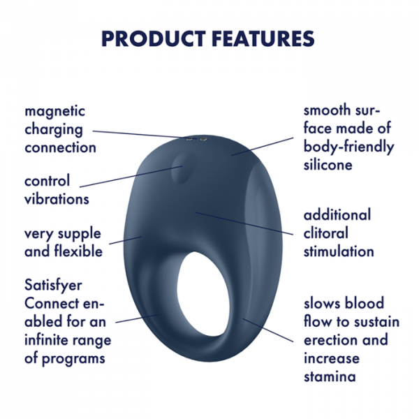 Satisfyer Strong One Vibrating Cock Ring with Long-Distance App Control
