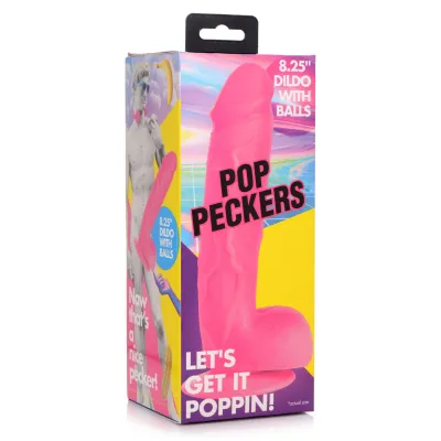 Pop Pecker 8 25 Inch Dildo With Balls Pink