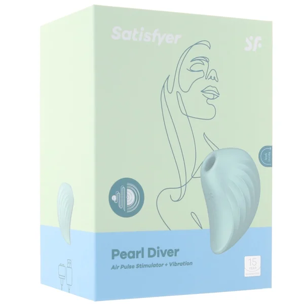 Satisfyer Pearl Diver Pressure Wave Rechargeable Waterproof Clitoral Stimulator - Mint