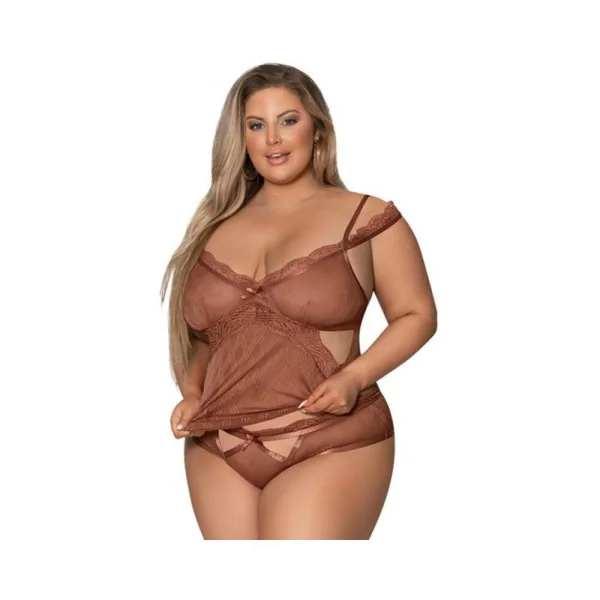 Magic Silk Caramel Kiss Cami & Boyshort Carmel Queen Size