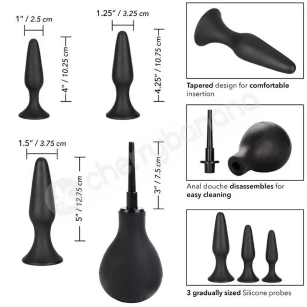 Ultimate Anal Kit With 3 Graduated Butt Plugs & Anal Enema Bulb