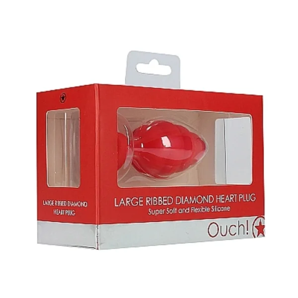 Ouchlarge Ribbed Diamond Heart Plug - Red — image 6 of 9
