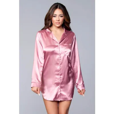 Kimberly Satin Sleepshirt Dusty Rose S