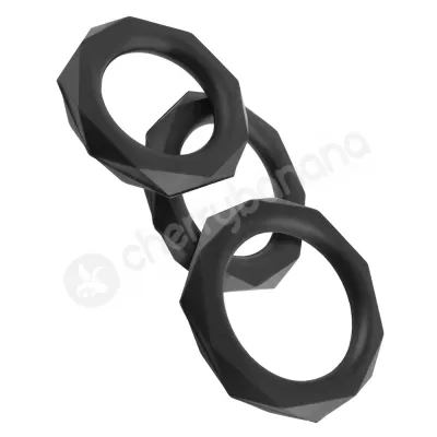 Fantasy C Ringz Black Silicone Designer Cock Ring Stamina Set