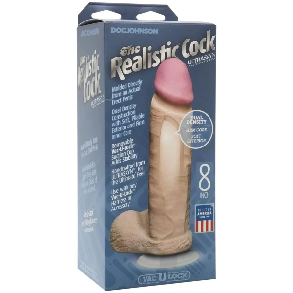 The Realistic Cock Ultraskyn 8 Inch - White