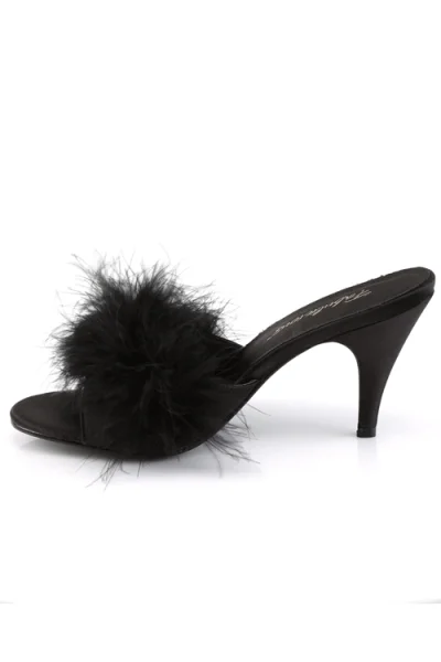 Amour 3" Heel Black Marabou Puff Slipper By Fabulicious by Pleaser