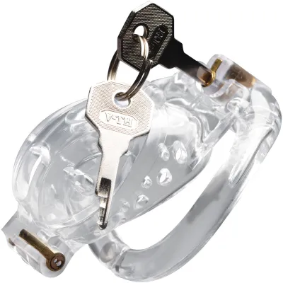 Master Series Double Lockdown Locking Customizable Chastity Cage With Keys Clear