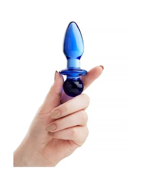 Lucent Azure Bulbed Glass Butt Plug - 4.5 Inch - Blue - 4.5 Inch