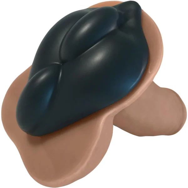 b.cush Soft Silicone Dildo Base for Harness Play - Black