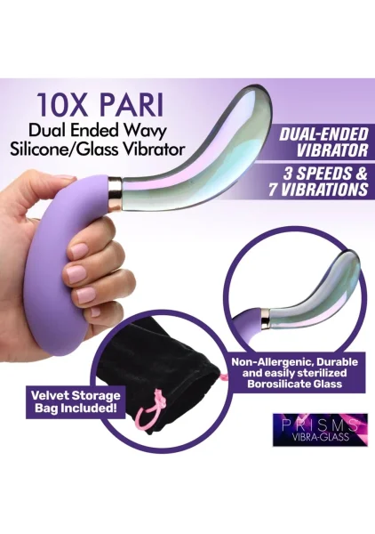 Prisms Pari Dual Ended Wavy Silicone and Glass Vibe