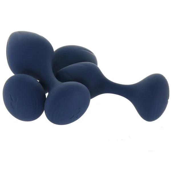 Playboy Pleasure Tail Trainer Silicone 3 Piece Anal Training Kit - Navy