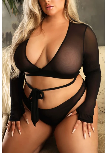 No Regrets Reversible Wrap Top and Thong Panty - Queen Size
