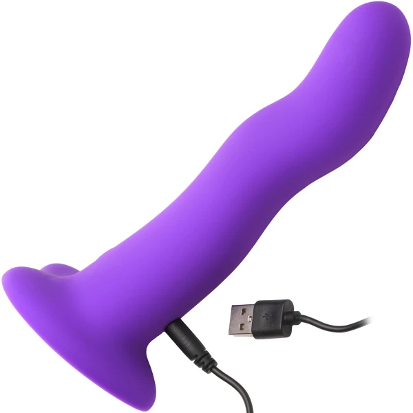 Simply Sweet 21X Vibrating Wavy Rechargeable Silicone G-Spot Vibrator With Remote - Purple