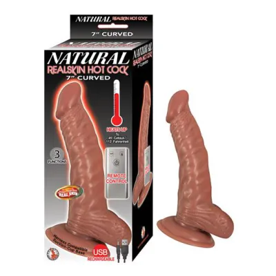 Natural Realskin Hot Cock Curved 7 inches Brown Dildo