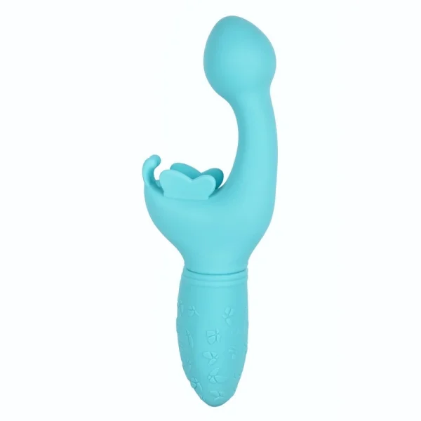 Butterfly Kiss Silicone Rechargeable Waterproof Dual-Stimulation Vibrator By CalExotics - Blue