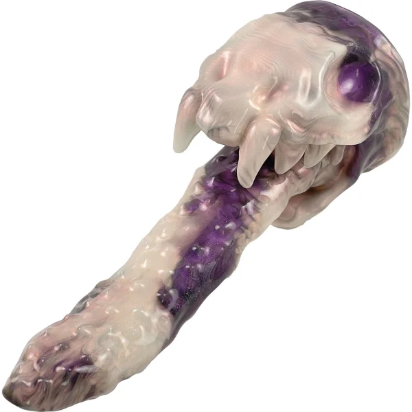 Deep Fantasies Venomaw Platinum Silicone Fantasy Dildo - Purple & White Marble