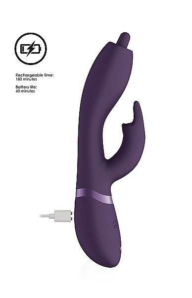 Vive Nilo Purple 22 cm USB Rechargeable Rabbit Vibrator with Swirling Tip