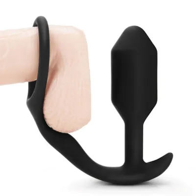 b Vibe Snug Tug Weighted Silicone Butt Plug and Penis Ring