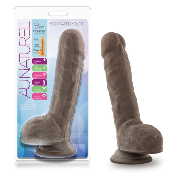 Au Naturel 9" Sensa Feel Dildo - Chocolate — image 7 of 8