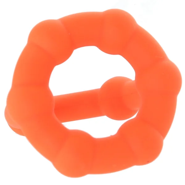 Alpha Liquid Silicone All Star Cock & Balls Ring By CalExotics - Orange